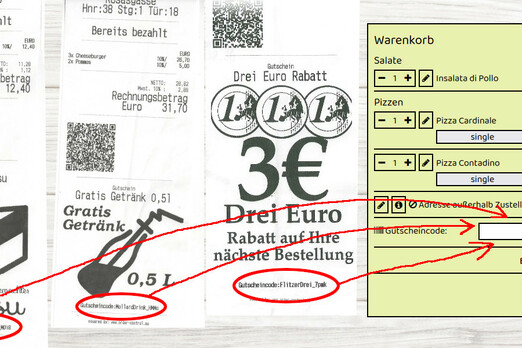 Anleitung zum Einlösen eines Gutscheincodes bei einer Online-Bestellung bei Edip Kebap Pizza und Burger